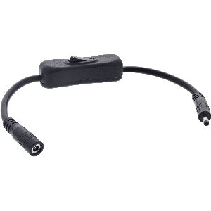 InLine® DC Kabel mit Schalter, DC ST/BU 4,0x1,7mm, AWG 18, schwarz, 0,20m 26906C