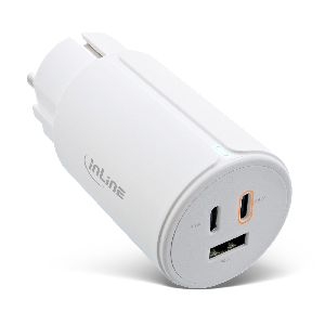 InLine® USB PD Netzteil, GaN Ladegerät, 3-Port, Dual USB-C + USB-A, 65W, weiß 31506G
