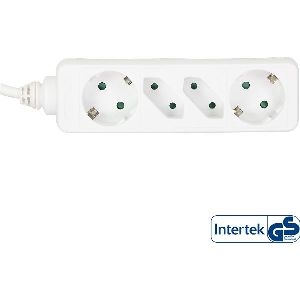 InLine® Steckdosenleiste, 4-fach, 2x Schutzkontakt + 2x Euro, weiß, 5m 16445W