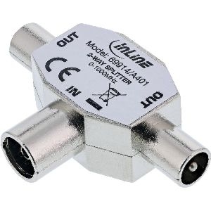 InLine® Antenne T-Verteiler für TV, 1x Koax Buchse an 2x Koax Stecker 69914