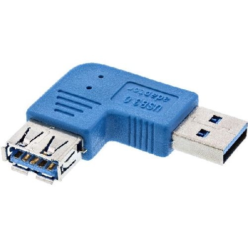 InLine® USB 3.2 Gen.1 Adapter, Stecker A auf Buchse A, links gewinkelt 90° 35300M
