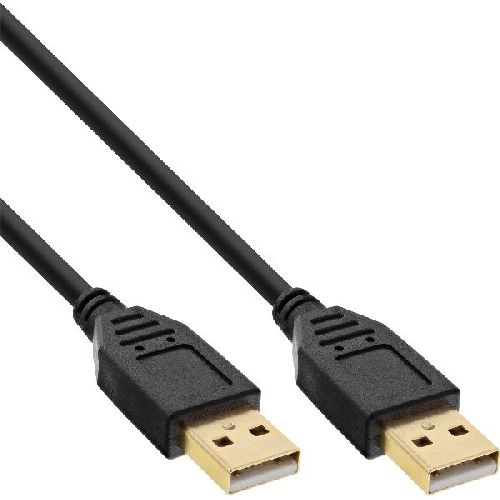 InLine® USB 2.0 Kabel, A an A, schwarz, Kontakte gold, 1m 34310S