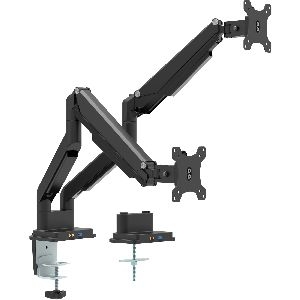 InLine® Tischhalterung mit Lifter & USB/Audio, 2 Monitore bis 81cm (32"),schwarz 23171B