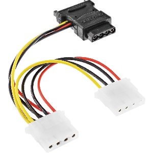 InLine® SATA Stromadapterkabel, SATA Buchse an 3x 13,34cm (5,25&quot;) Stecker, 0,15m 29679