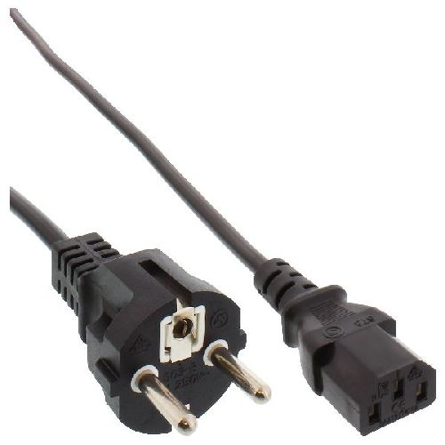 45er B-Pack InLine® Netzkabel, Schutzkont. gerade / Kaltgerätest. C13, 1m B-16651D