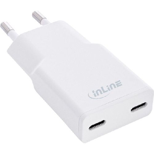 InLine® USB-C Ladegerät, 30W, GaN, Dual USB-C, PD/PPS, weiß 31509C