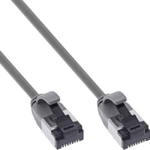 InLine® Patchkabel slim, U/FTP, Cat.8.1, TPE halogenfrei, grau, 0,5m 75355