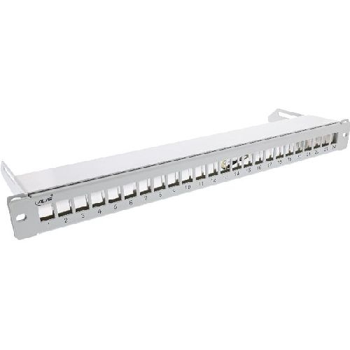 InLine® Patchfeld 24-fach, Keystone Leerblech Patchpanel mit Auszug, 19, 1HE 76824J