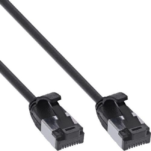 InLine® Patchkabel slim, U/FTP, Cat.8.1, TPE halogenfrei, schwarz, 0,25m 75312S