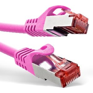 InLine® Patchkabel, S/FTP (PiMf), Cat.6, 250MHz, PVC, Kupfer, pink, 0,25m 76422M