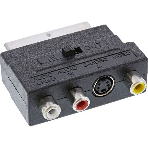 InLine® Scart Adapter, Scart (in/out) an 3x Cinch Buchse und 1x S-VHS Buchse 89953