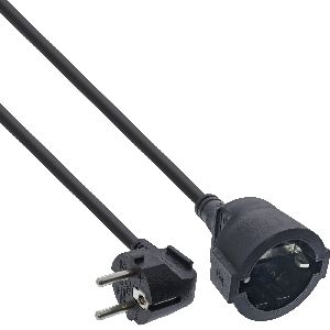 InLine® Strom-Verlängerung Schutzkontakt Stecker gewinkelt / Buchse, schwarz,10m 16410S