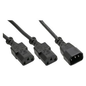 InLine® Netz-Y-Kabel, Kaltgeräte, 1x IEC-C14 auf 2x IEC-C13, 1m 16657J