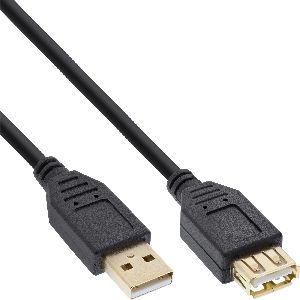 InLine® USB 2.0 Verlängerung, ST / BU, Typ A, schwarz, Kontakte gold, 0,5m 34650S