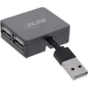 InLine® USB 2.0 4-Port Hub, USB-A Stecker auf 4x USB-A Buchse, Kabel 4cm 33293L