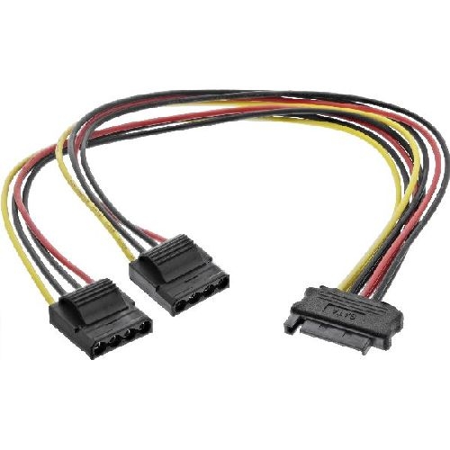 InLine® SATA Strom-Y-Kabel, SATA Buchse an 2x 13,34cm (5,25) Stecker, 0,3m 29684