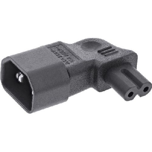 InLine® Netzadapter IEC 60320 C14 / C7, L/R gewinkelt, 3pol. Kaltgeräte zu 2pol. 16723D
