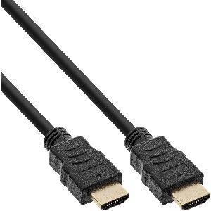 InLine® HDMI-High Speed Kabel mit Ethernet, ST / ST, schwarz / gold, 0,3m 17033P