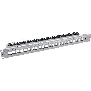 InLine® Patchfeld 24-fach, Keystone Leerblech Patchpanel, 19, 1HE, lichtgrau 76824O