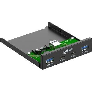 InLine® 3,5 Front Panel, 2x USB-A + 2x USB-C, 10 Gb/s, Metall, schwarz 33456C