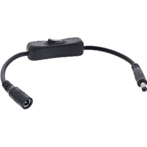 InLine® DC Kabel mit Schalter, DC ST/BU 5,5x2,1mm, AWG 18, schwarz, 0,20m 26906B