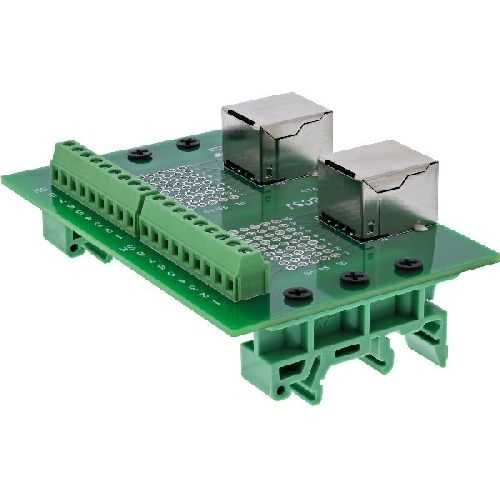 InLine® Terminalblock, 2x RJ45 Buchse, gerade, für Hutschiene 92505C