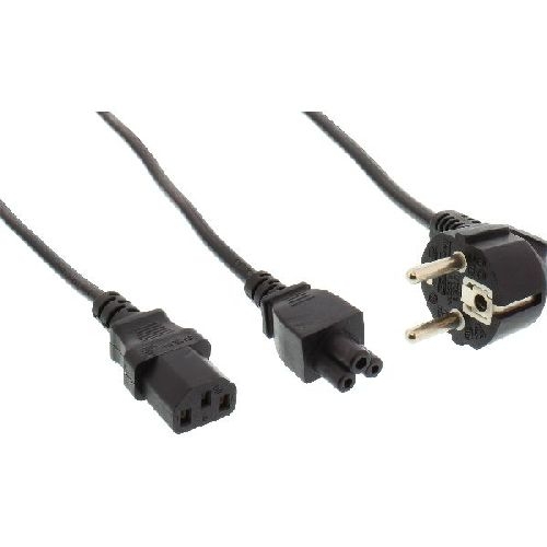 InLine® Netz-Y-Kabel, 1x Schutzkontakt ST zu Kaltgeräte- &amp; Notebook ST, 2m 16653D