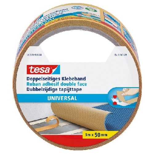 tesa® Doppelseitiges Klebeband, universal, 5m x 50mm, beige 11621I