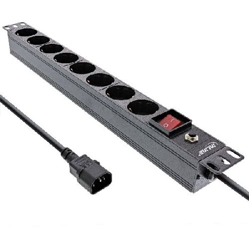 InLine® 19 Steckdosenleiste, 8-fach Schutzkontakt, C14 Stecker, Überlastschutz 16428S