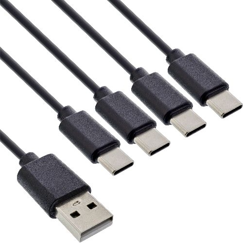 InLine® USB 4in1 Y-Ladekabel, 1x USB-A Stecker an 4x USB-C Stecker, 2m 35142