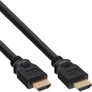 InLine® HDMI Kabel, HDMI-High Speed, ST / ST, verg. Kontakte, schwarz, 0,3m 17633P