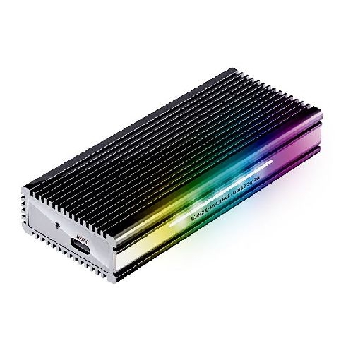 LC-Power LC-M2-C-MULTI-RGB M.2-SSD-Gehäuse (NVMe &amp; SATA), USB 3.2 Gen.2x1, RGB 00077D