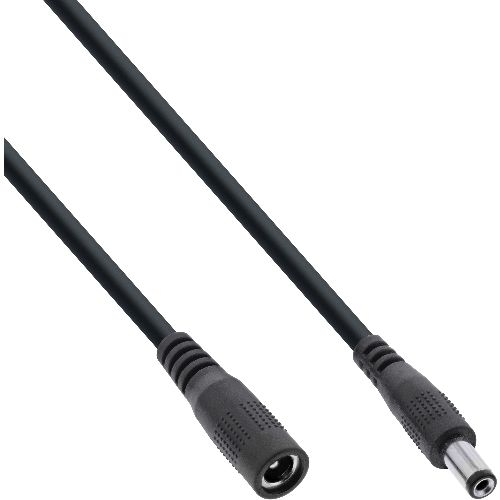 InLine® DC Verlängerungskabel, 5,5 x 2,1 mm, AWG 18, schwarz, 5 m 26905B