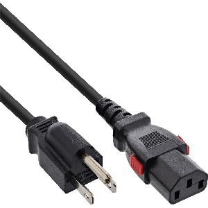 InLine® Netzkabel, Netzstecker USA auf Kaltgerätestecker C13 verriegelbar, 3m 16953U