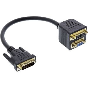 InLine® DVI-I Adapterkabel, DVI-I Stecker auf DVI-I-Buchse + S-VGA Buchse 17301