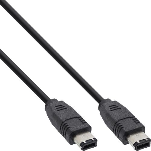 InLine® FireWire Kabel, IEEE1394 6pol Stecker / Stecker, schwarz, 0,5m 34055