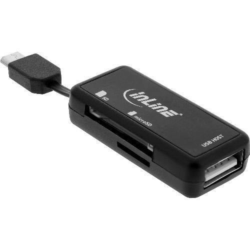 InLine® OTG Card Reader Dual Flex, für SD+microSD, mit USB Buchse+2 Kartenslots 66776