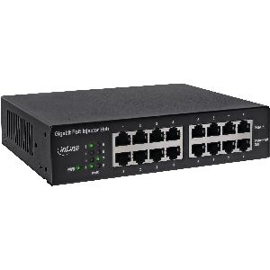 InLine® PoE+ Gigabit Injektor Hub 8 Port (8x PoE+), 1Gb/s, 19" 1HE, lüfterlos 32308H