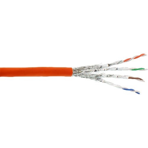 InLine® Patchk., S/FTP (PiMf), Cat.6A, 500MHz, halogenfrei, Kupfer, orange, 100m 76899O