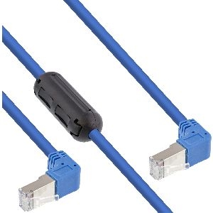 InLine® Patchkabel 2-seitig unten gewinkelt mit Ferrit, S/FTP, Cat.6, PVC, 1,6m S-76602BU-F-1.6