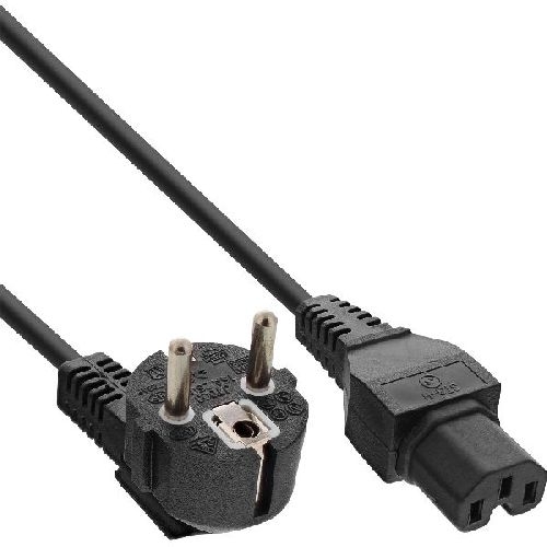 25er B-Pack InLine® Netzkabel, Schutzk. gew. / Warmg. ST C15 gerade schwarz 2m B-16810D