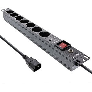 InLine® 19&quot; Steckdosenleiste, 7-fach Schutzkontakt, C14, ÜSS, Überlastschutz 16427S