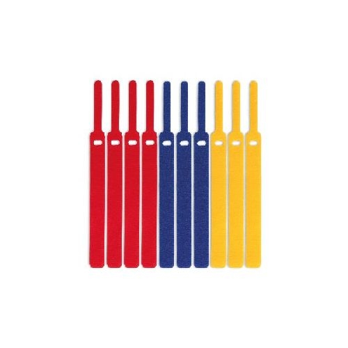 LABEL THE CABLE LTC Basic Straps, Klettkabelbinder 10er Set (gelb, blau, rot) 59935R