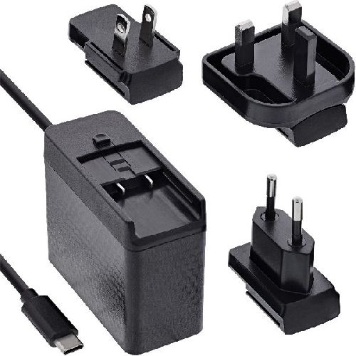 InLine® TravelCharge USB-C Netzteil 140W, GaN, festes Kabel, EU/UK/US, schwarz 31516C