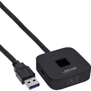 InLine® USB Fingerabdruckscanner mit Hub, Windows Hello kompatibel 1,5m schwarz 41360S