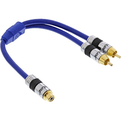 InLine® Cinch-Y-Kabel, PREMIUM, 1x Cinch Buchse zu 2x Cinch Stecker, 0,25m 89927P