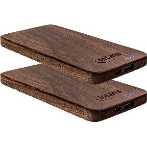 2er InLine® woodplate, USB Powerbank 5.000mAh, mit LED Status Anzeige, Echtholz 01478D