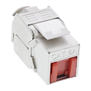 InLine® Keystone RJ45 Buchse, SNAP-In, Cat.6a, mit Staubschutz rot 76202R