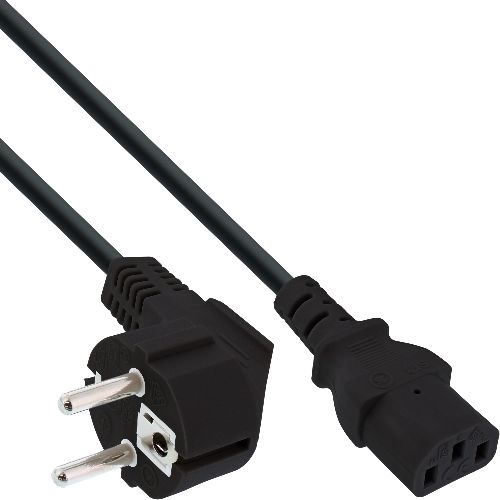 InLine® Netzkabel, Schutzkontakt gewinkelt auf Kaltgerätestecker C13, 7m 16655L