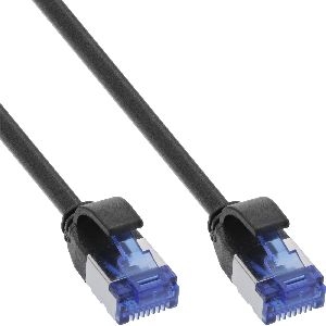 InLine® Patchkabel Slim, Cat.6A, S/FTP, TPE (LSZH), PoE, schwarz, 1m 74901S